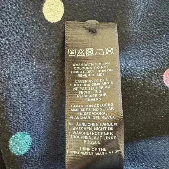 ASOS Black Mini Dress with Color Polka Dots and Bell Sleeves - Picture 7 of 7